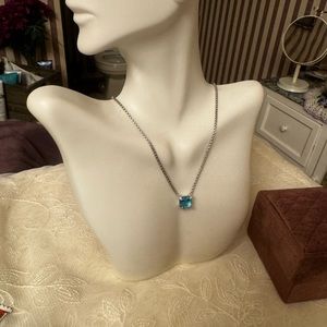 Beautiful genuine blue topaz and diamond necklace.